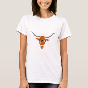 Longhorn mit Hipster-Gläsern T-Shirt