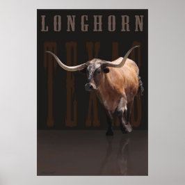 Longhorn Power Poster mit Text -40x60 oder kleiner