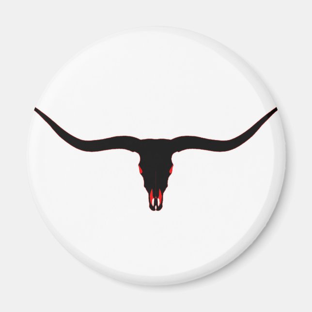 Longhorn Skull Black and Red Magnet (Vorne)