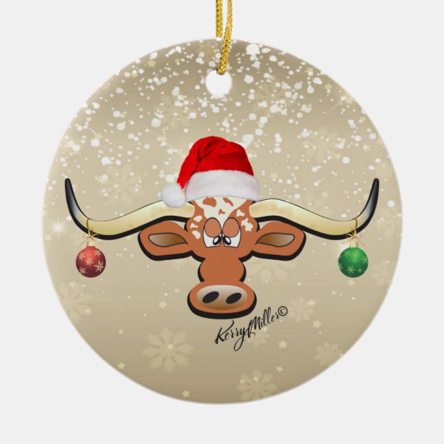 Longhorn Steer Christmas Ornament (Vorne)