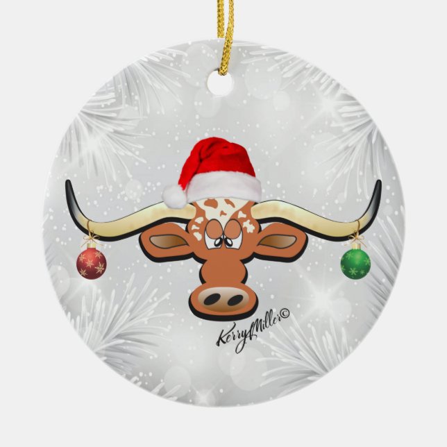 Longhorn Steer Christmas Ornament (Vorne)