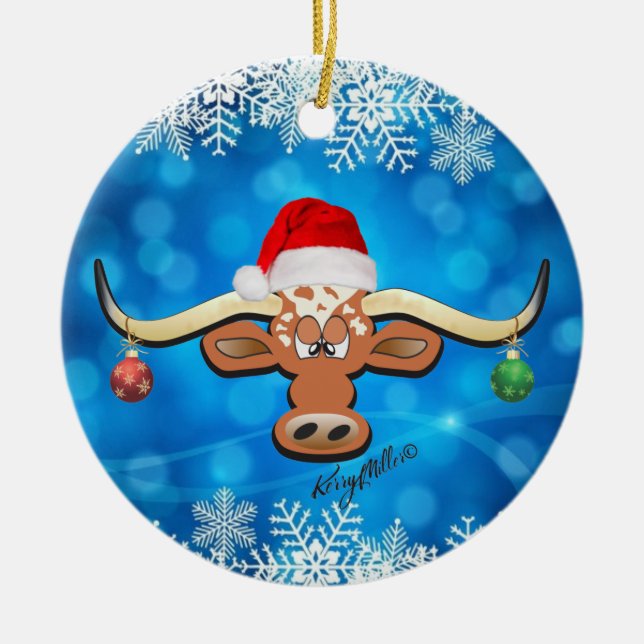 Longhorn Steer Christmas Ornament (Vorne)