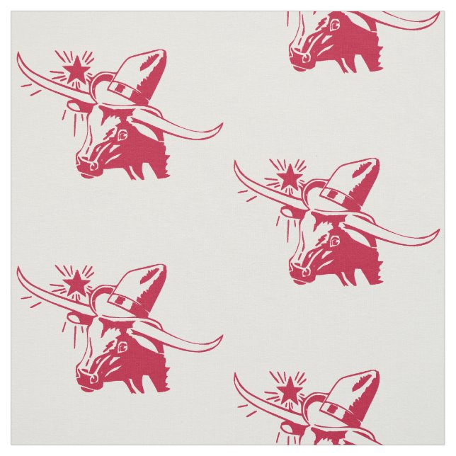 Longhorn Steer Head mit Cowboy Texas Red Stoff (Muster)