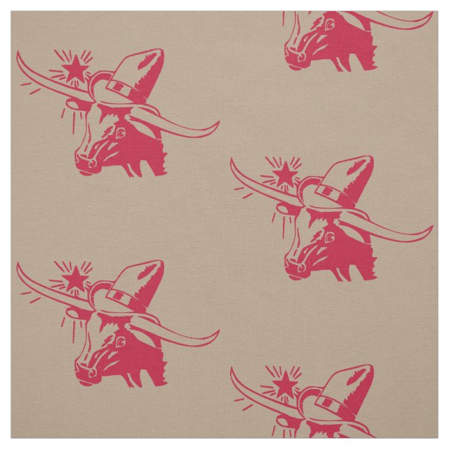 Longhorn Steer Head mit Cowboy Texas Red Stoff (Muster)