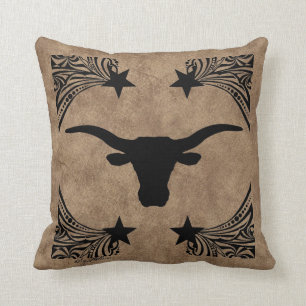 Longhorn Steer Silhouette Kissen