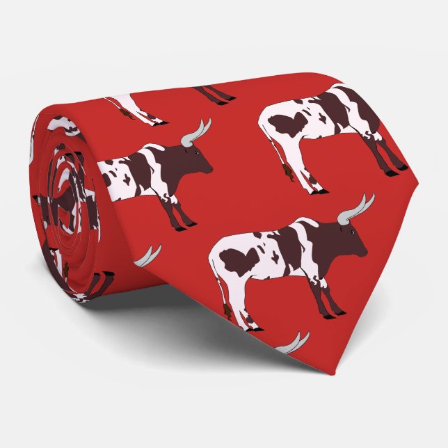 Longhorn Steer Team Mascot Football Necktie Krawatte (Gerollt)