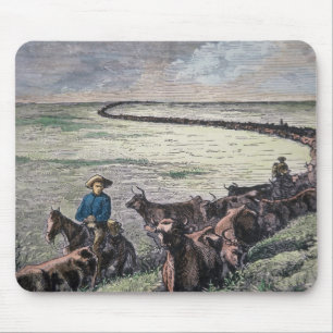 Longhorn-Vieh fährt von Texas nach Abilene, Kansa Mousepad