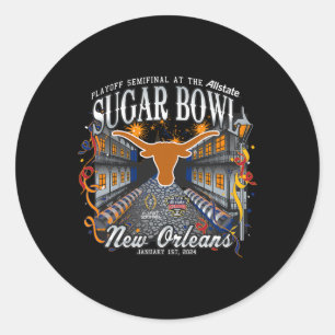 Longhorns Sugar Bowl 2024 Cfp Semi Football Nola Runder Aufkleber