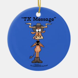 Longhorns TX-Botschaft zu Weihnachten Keramikornament