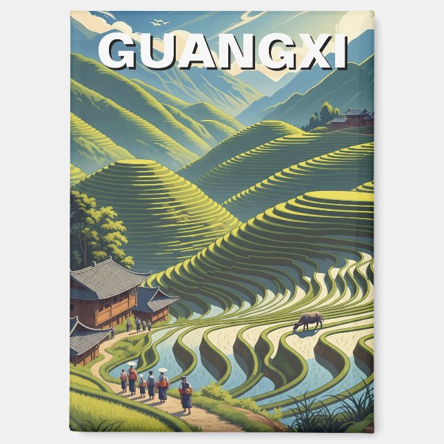 Longji Rice Terraces Guangxi China Magnet (Vorderseite)