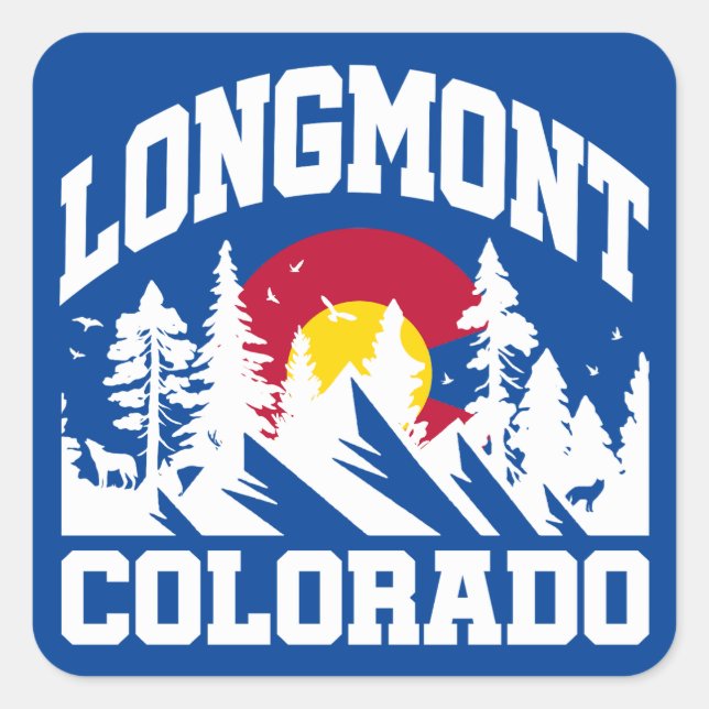Longmont, Colorado Quadratischer Aufkleber (Vorderseite)