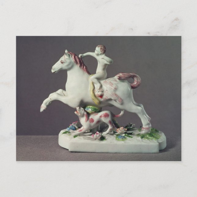 Longton Hall Figur Cupid Reiten Postkarte (Vorderseite)