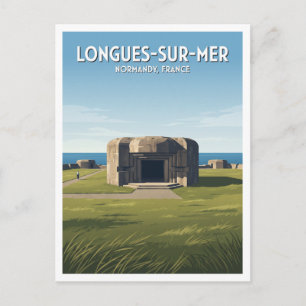 Longues-sur-Mer Batterie Bayeux Frankreich Reise Postkarte