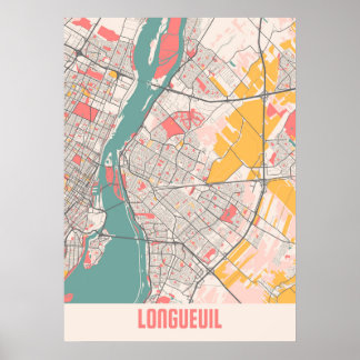 Longueuil - Chalk City Map in Kanada Poster