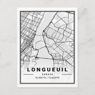 Longueuil Quebec Canada Travel City Map Postkarte