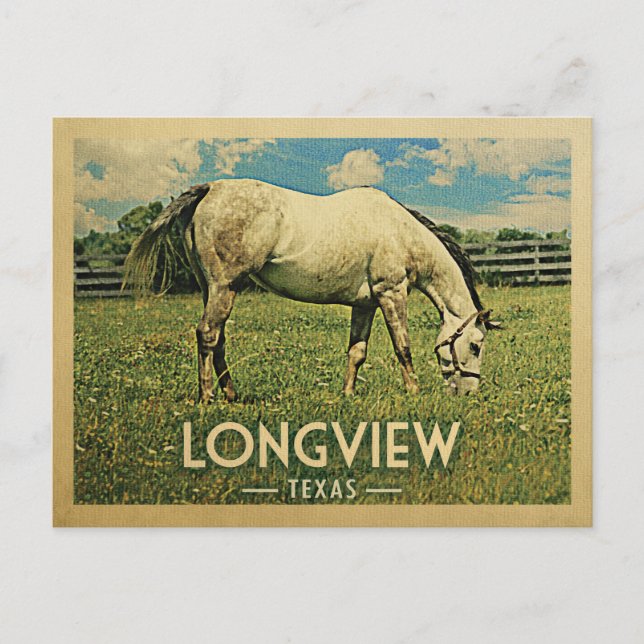 Longview Texas Horse Farm - Vintage Travel Postkarte (Vorderseite)