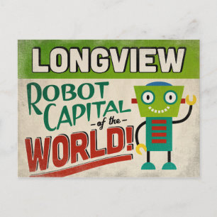 Longview Texas Roboter - Lustige Vintage Postkarte