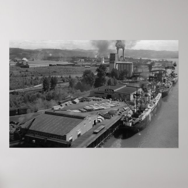 Longview, WA - Port View von Air Poster (Vorne)