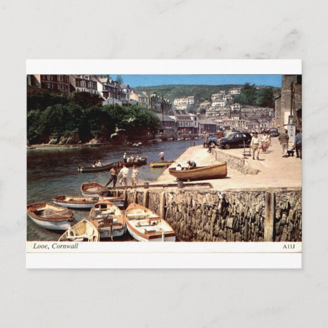 Looe Cornwall Antike Hafenboote Ansicht Postkarte (Vorderseite)