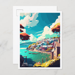 Looe England Vintage Reise Illustration Postkarte