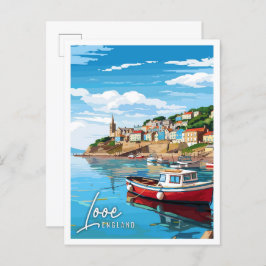 Looe England Vintage Reise Illustration Postkarte