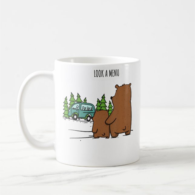 Look A Menu Funny Bear Camping Kaffeetasse (Links)