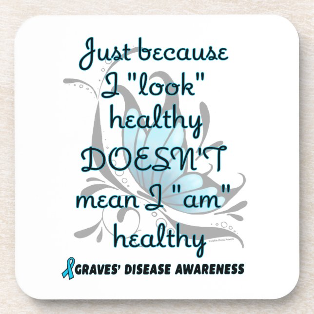 "Look" gesund/Schmetterling...Graves' Getränkeuntersetzer (Vorderseite)