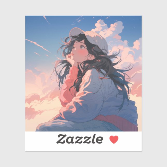 Look up the sky | 東京娘 GenerartiveAI シール Aufkleber (Blatt)