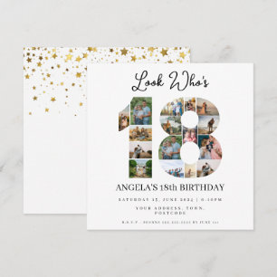 Look wer 18 Foto Collage Teenager Geburtstag Einladung