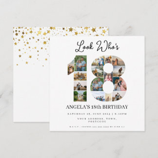 Look wer 18 Foto Collage Teenager Geburtstag Einladung