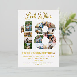 Look wer 18 Foto Collage Teenager Geburtstag Folieneinladung