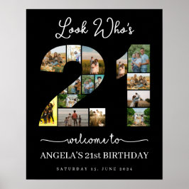 Look wer 21 glücklich 21. Geburtstag Foto Collage Poster