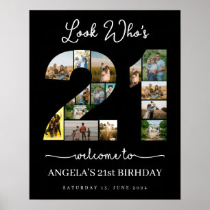 Look wer 21 glücklich 21. Geburtstag Foto Collage Poster