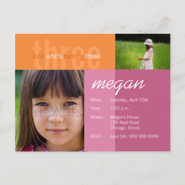 Look wer drei wird ・ Einladung zum Geburtstag (Vorderseite)