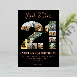 Look wer ist 21 Foto Collage Schild 21. Geburtstag Folieneinladung