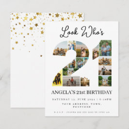 Look wer ist 21 Foto Collage Zeichen glücklichen G Einladung