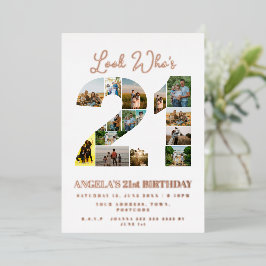 Look wer ist 21 Foto Collage Zeichen glücklichen G Folieneinladung