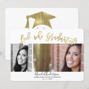 Look Who Graduated Abschluss 2 Foto Celebration Einladung