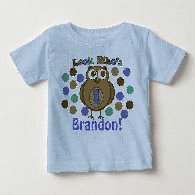 Look Who is 1 Owl First Birthday Shirt (Vorderseite)
