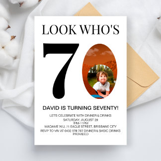 Look Who is 30. 40. 50. 60. 70. Birthday Party Einladung