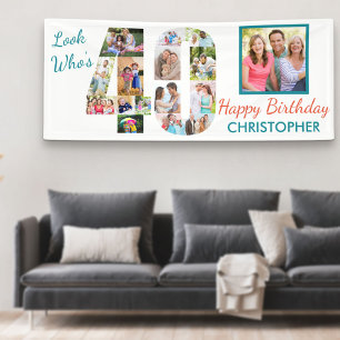 Look Who is 40 Foto Collage 40 th Birthday Party Banner
