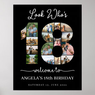 Look Who's 18 Customizable Foto Collage - Schild