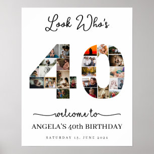 Look Who's 40 Foto Collage Geburtstagsgeschenk Poster