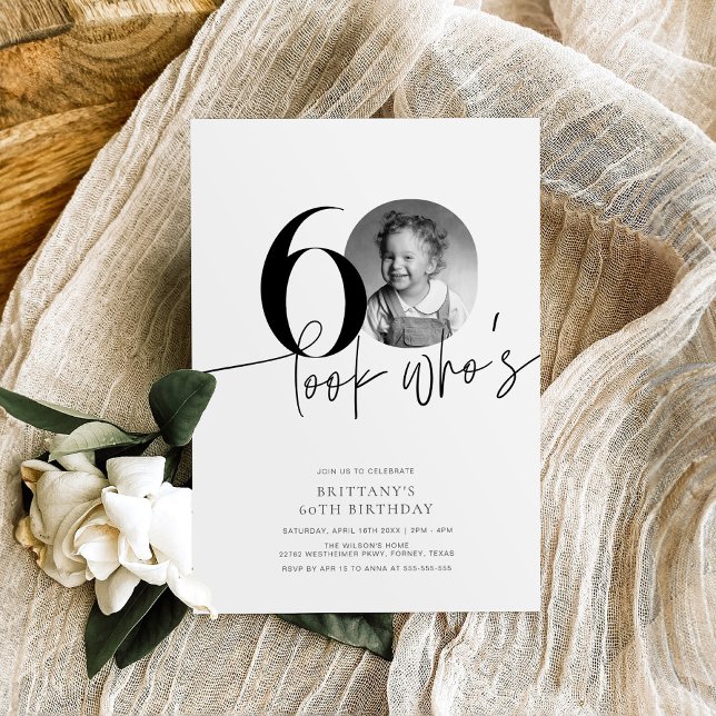 Look Who's 60 Funny Photo Simple 60th Birthday Einladung (Von Creator hochgeladen)