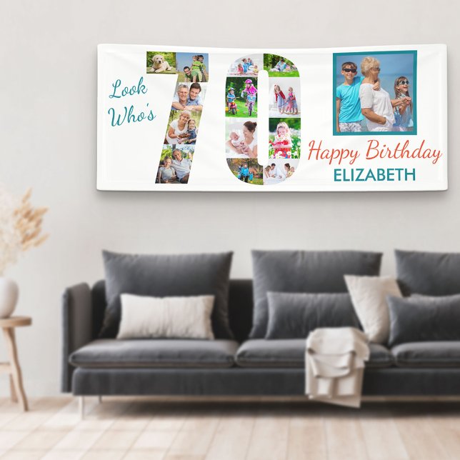 Look Who's 70 Foto Collage 70 th Birthday Party Banner (Von Creator hochgeladen)