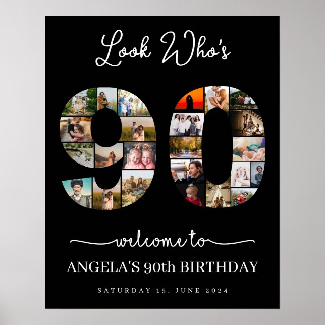 Look Who's 90 Customizable Foto Collage - Symbol Poster (Vorne)