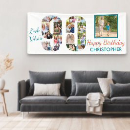 Look Who's 90 Foto Collage 90 th Birthday Party Banner