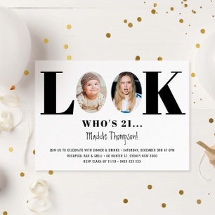 Look Who's Birthday Funny Foto Einladung