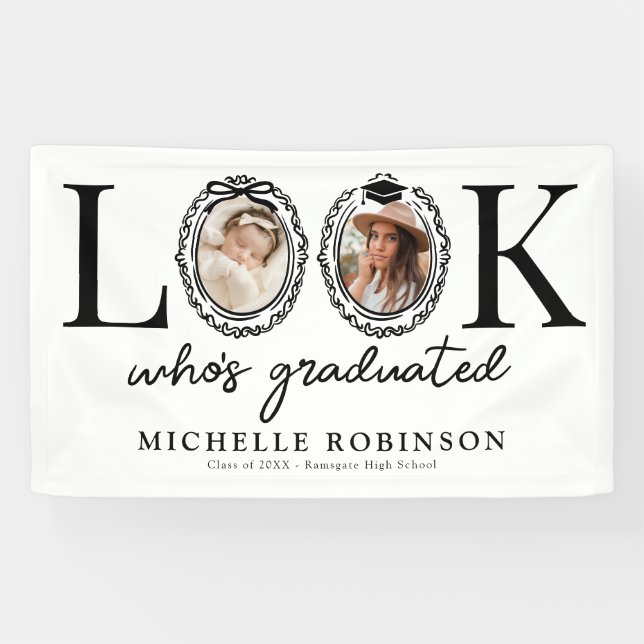 Look Whos Graduated Photo Graduation Party Banner (Horizontal)