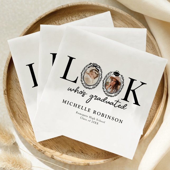 Look Who's Graduated Photo Graduation Party Serviette (Von Creator hochgeladen)